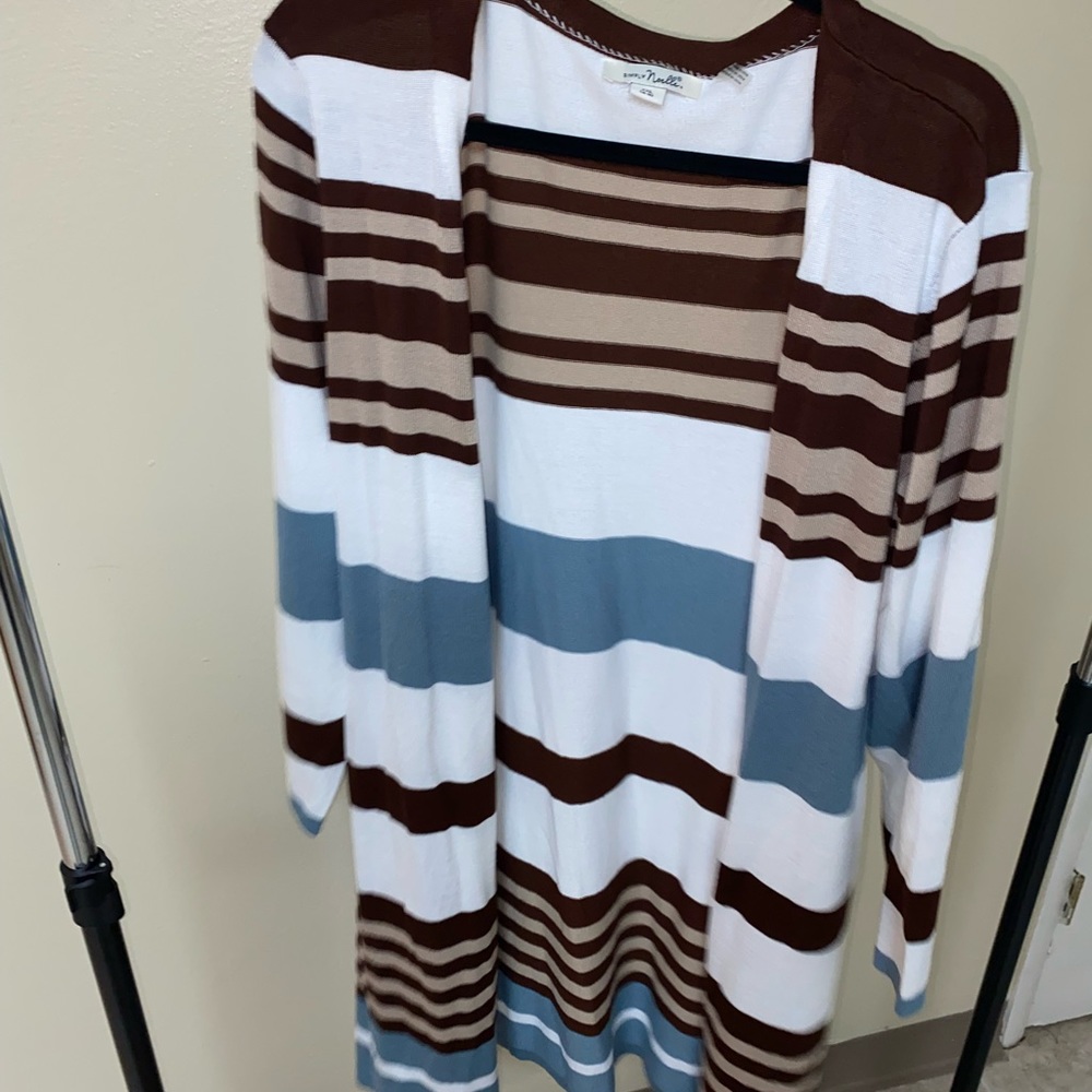 Brown & Aqua Striped Cardigan